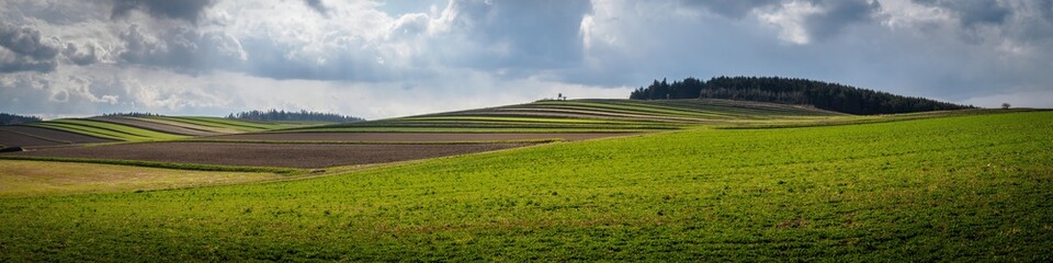 Fototapeta na wymiar Freshly plowed field in spring in the Waldviertel, Austria