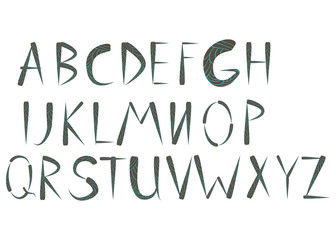 Ethnic font. Native american indian alphabet. Alphabet traditional african or mexican illustration