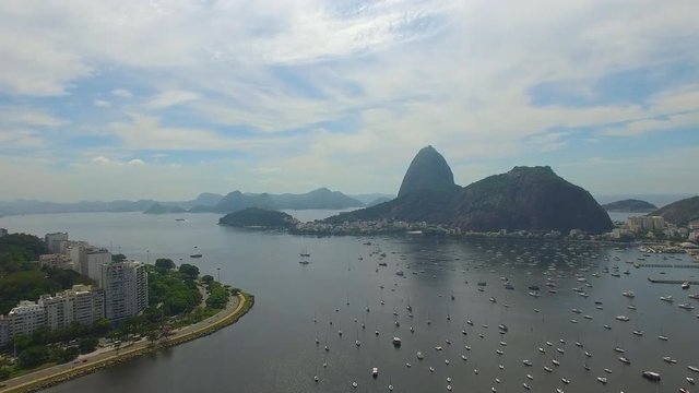 Pao Acucar or Sugar loaf mountain and the bay of Botafogo, Rio de Janeiro, Brazil, South America