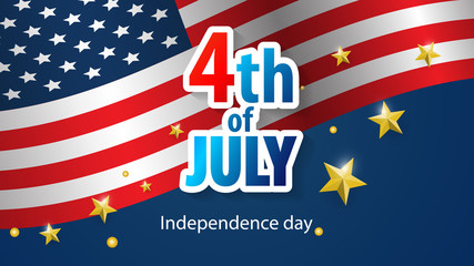 Happy 4th of July holiday banner. USA Independence Day Background