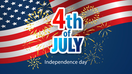 Happy 4th of July holiday banner. USA Independence Day Background