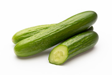 Fresh cucumber on white background.