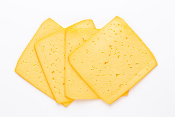 Cheese slice on white background.