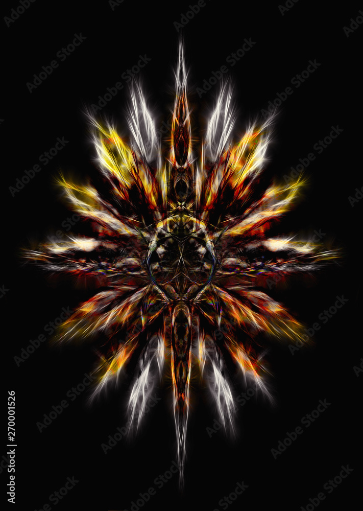 Aufkleber ornamental graphic in shape of a star with feathers, fractal effect.