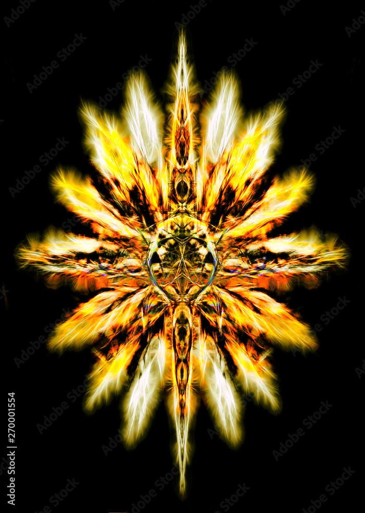Aufkleber ornamental graphic in shape of a star with feathers, fractal effect.