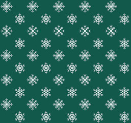 Snowflakes pattern silver on green vector