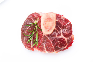 Fresh raw bio  beef steak isolated on white background.