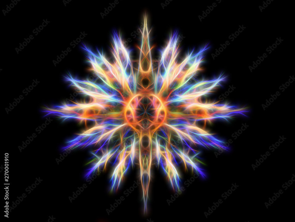 Aufkleber ornamental graphic in shape of a star with feathers, fractal effect.