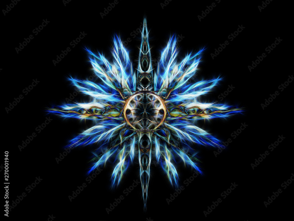 Aufkleber ornamental graphic in shape of a star with feathers, fractal effect.