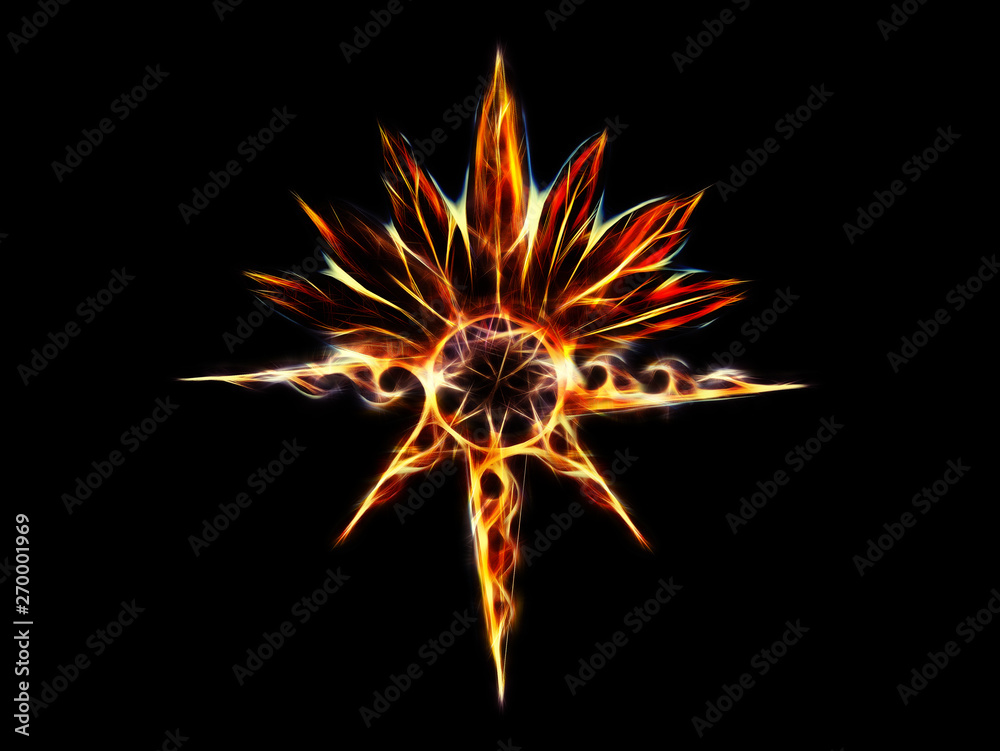 Aufkleber ornamental graphic in shape of a star with feathers, fractal effect.