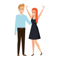 business couple avatars characters vector illustration