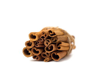 Bunch of cinnamon isolated on white background