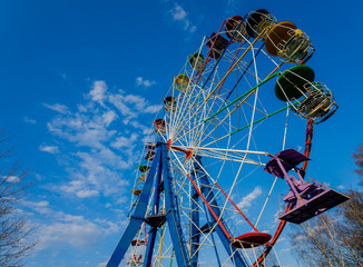 Ferris wheel joy sky clouds amusement Park.
