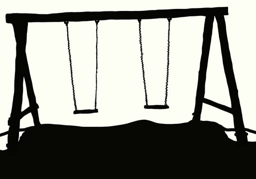 silhouette altalena nel parco giochi