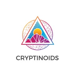 Bright triangle mountain landscape techno music logo design