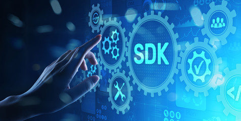 SDK Software development kit programming language technology concept on virtual screen.