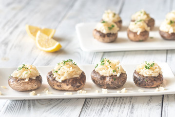 Risotto stuffed mushrooms