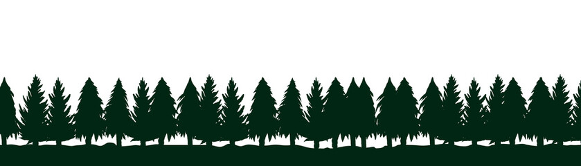 Trees, silhouette of forest, vector