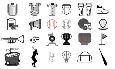 Baseball equipment set icon for gear and accessories