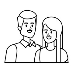 business couple avatars characters vector illustration