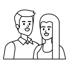 business couple avatars characters vector illustration