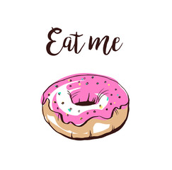 Handdrawn donut vector color illustration sketch