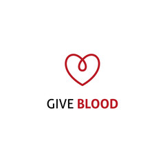 Blood donation icon heart drop linear logo 