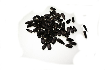 Sunflower seeds on the table close-up.