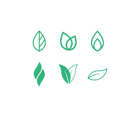 Green leaf logo set vector