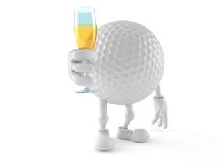 Golf ball character toasting