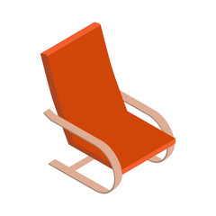 Comfortable furniture armchair and modern seat design in furnished apartment interior. Easy-chair isolated on white background, vector.