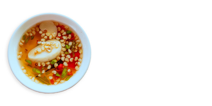 Chile and Fish Sauce and Fish Sauce isolated on white background for business restaurant