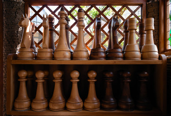 Unusually beautiful chess pieces of individual production. The height of the figure is 65 centimeters.