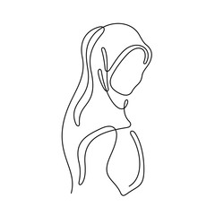 Islamic woman continuous line vector illustration