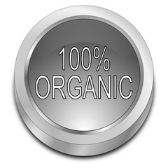 100% Organic Button - 3D illustration