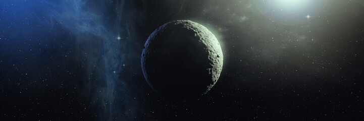 moon or planet in space panorama realistic illustration with 3d elements 