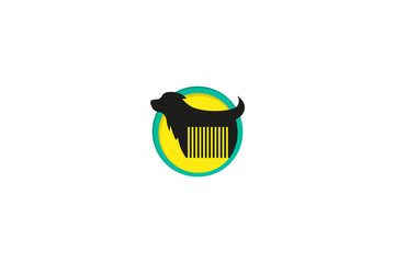 logo dog, hairbrush logo, dog care, vector