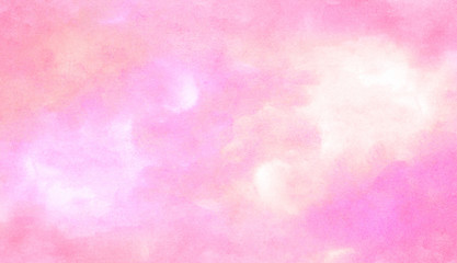 Pink color light ink effect shades gradient on textured paper. Soft smeared aquarelle painted magenta watercolor canvas for splash design, invitation background, vintage template