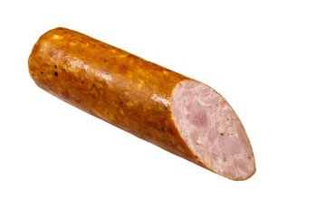 Smoked sausage isolated on white background