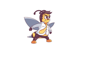 a bee in a shirt, a bee character, confident, - vektor