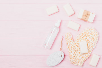 Cleansing cosmetics and bath accessories