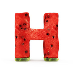 Watermelon Alphabet isolated on white background (Letter H)