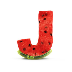 Watermelon Alphabet isolated on white background (Letter J)