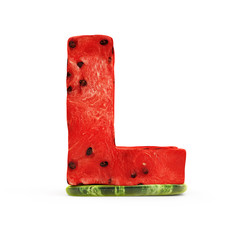 Watermelon Alphabet isolated on white background (Letter L)