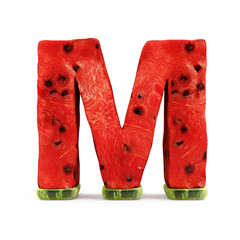 Watermelon Alphabet isolated on white background (Letter M)
