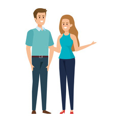 young couple lovers avatars characters