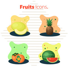 Set of fruits icons. Vector illustration. Concept.