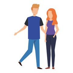 Fototapeta premium young couple lovers avatars characters
