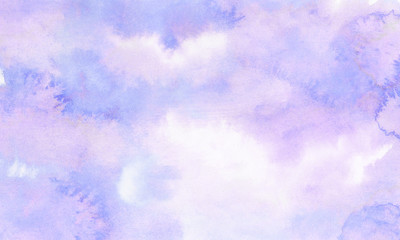 Smeared gentle ink effect violet gradient water color artistic brush painted stain background. Paper textured retro purple abstract watercolor illustration for aquarelle card design, vintage template