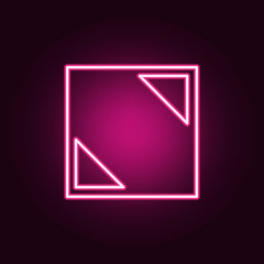 arrows on the corners of the square neon icon. Elements of web set. Simple icon for websites, web design, mobile app, info graphics